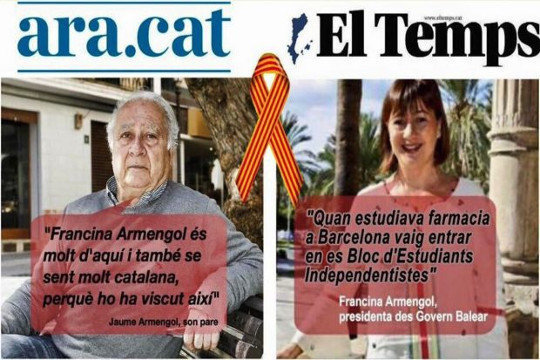 Portada del diario separatista Ara en que la presidenta se jacta de sus simpatías pancatalanistas