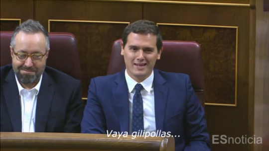 Rivera durante su contestación a Pablo Iglesias