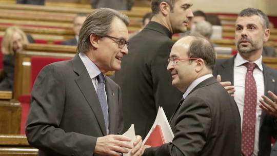 Artur Mas e Miquel Iceta en el Parlament